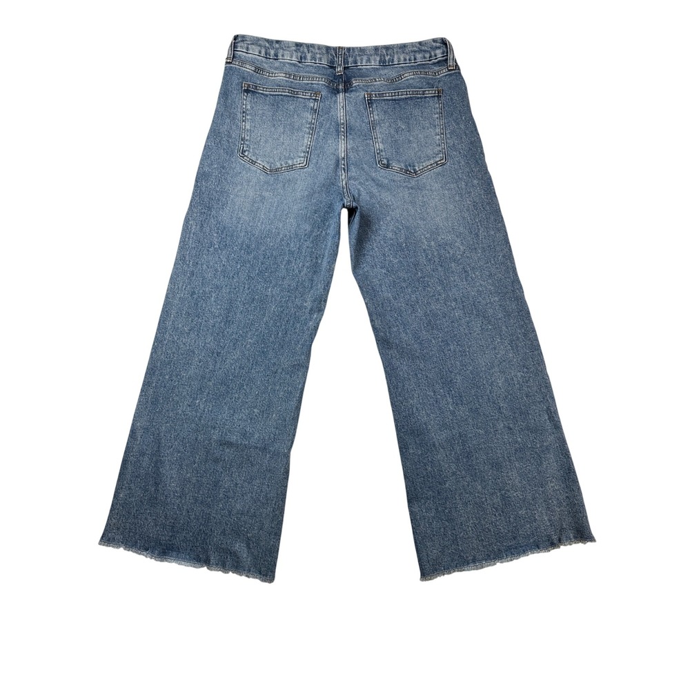 Kut from the Kloth Wide Leg Raw Hem Jeans Blue Denim Size 14 - Picture 3 of 9